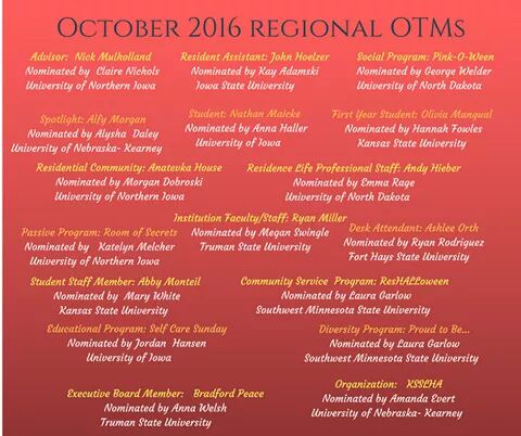 Congrats to the October Regional OTMS! We have two on the list, for Reshalloween and Proud to Be! Good job all!