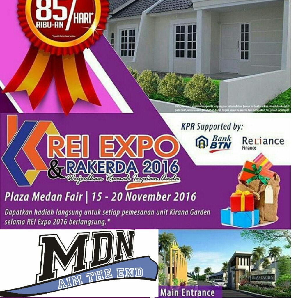 ke PLAZA MEDAN FAIR yuk, ada AIM THE END MDN perform jam 7 malam, di lt.1 ATRIUM tengah di event REI EXPO pameran property