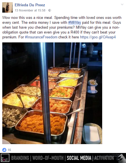 theSALT_ZA's tweet image. Our @miwayinsurance influencers enjoy #InsuranceFreedom, and showed why in their posts on social media... #InfluencerMarketing