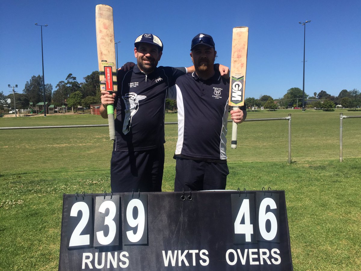 Congrats to <a href="/ridgio42/">Robert</a> and Daniel Higginbotham on their club record partnership! 0/239, 123 for <a href="/ridgio42/">Robert</a>, 106 for Daniel. #bluewhiteandwest