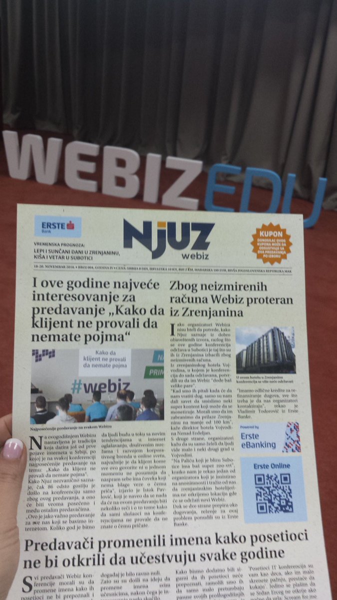 ErsteBankSrbija's tweet image. Novi @njuznet na #webiz