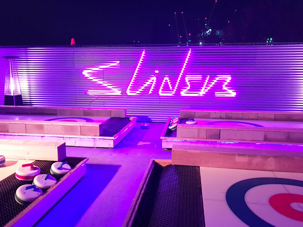 GinAndBone's tweet image. Cocktails &amp;amp; Curling @roofeast #london #curling