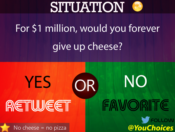 YouChoices's tweet photo. No cheese? https://t.co/pt1oKYTy4h