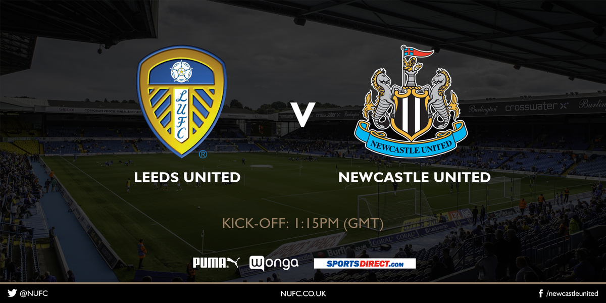 NUFC's tweet photo. MATCHDAY: We're just two hours away from kick-off at Elland Road. Join us for team news at 12:15pm! #NUFC https://t.co/OzVvnkMMiz