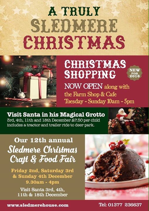 SledmereHouse's tweet image. It's our 12th annual Christmas Craft and Food Fair with Santa's Grotto&amp;amp;tractor&amp;amp;trailer rides to deer park 3rd, 4th, 11th, 18th of December🎄
