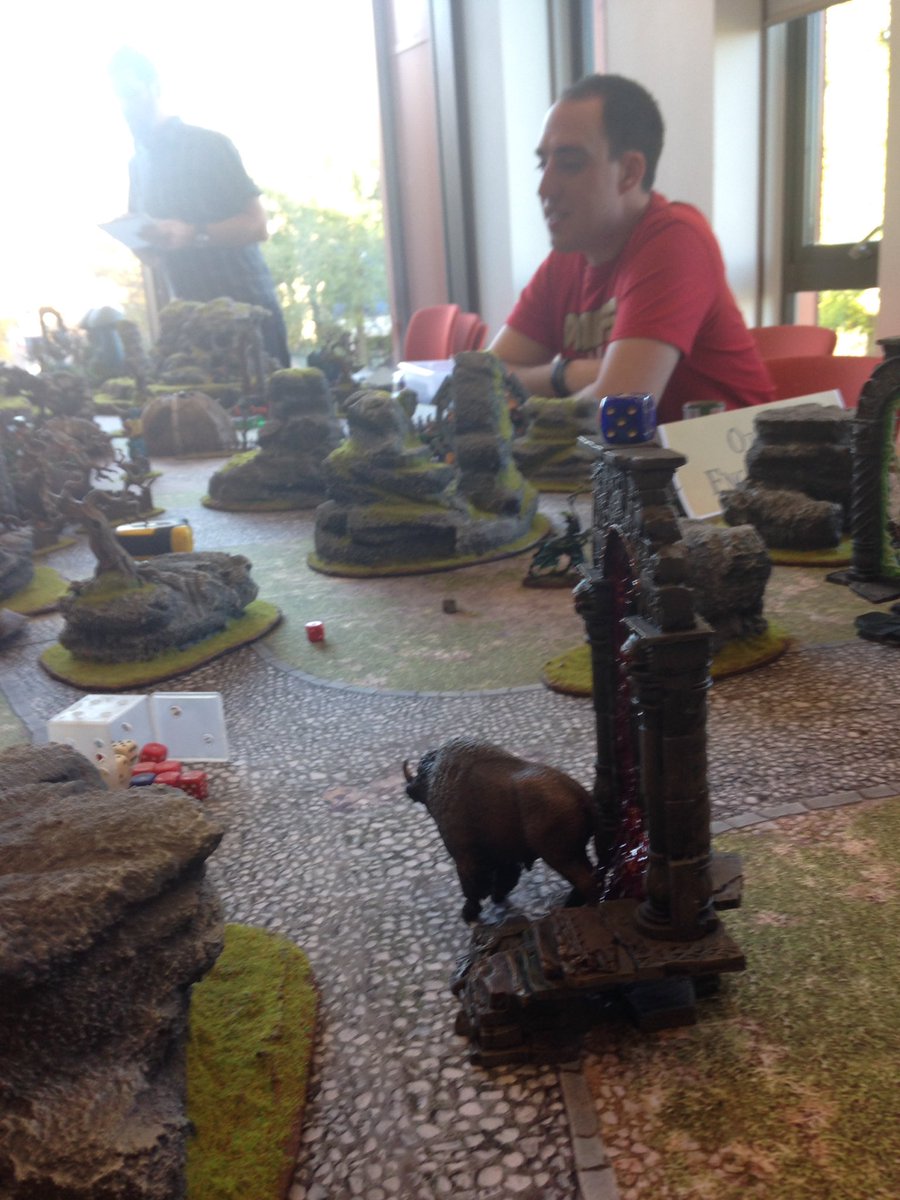 jimbo9jimbo's tweet photo. Game 1 between @Skyel14 and @Simonroberts87 and the only thing to get through a Flickering Relamgate so far is a bison! #RAW16 #bisongate https://t.co/iyVJicFIHE