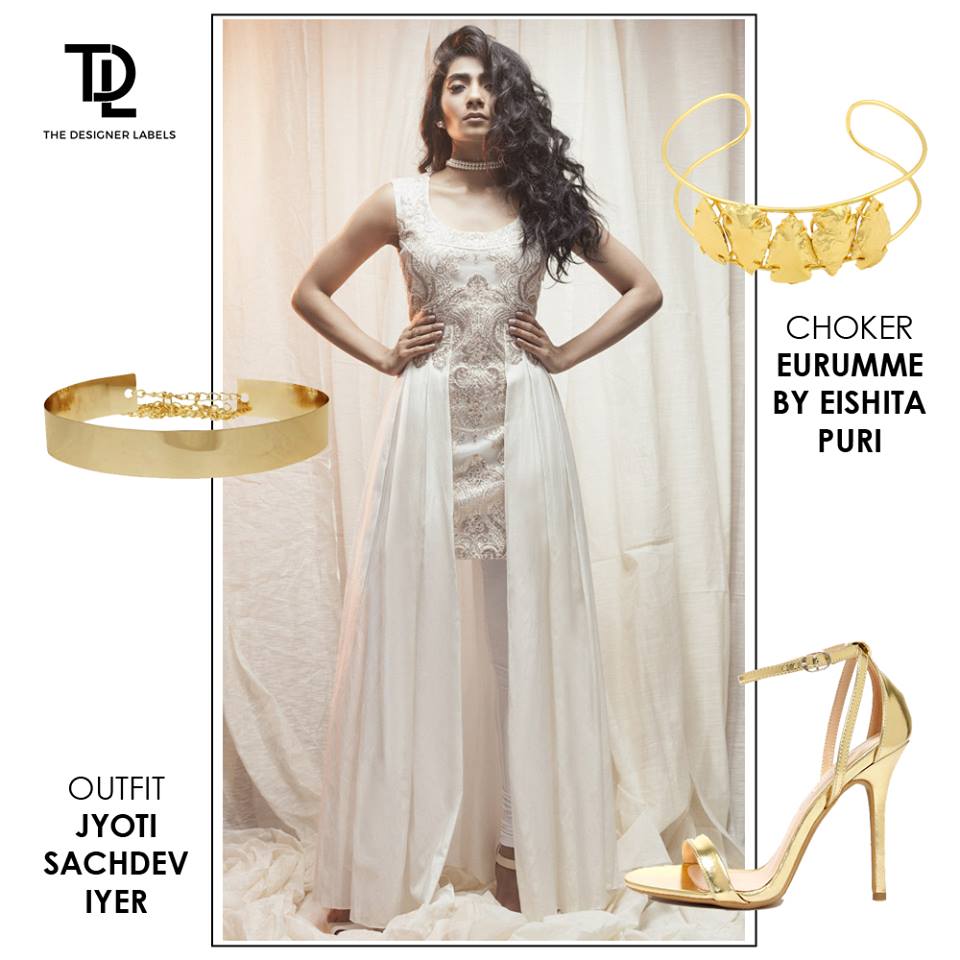 Style this amazing #JyotiSachdev #WinterFestive look with a gold Eurumme choker, a waist belt and heels <a href="/JyotiSachdevIye/">Jyoti Sachdev </a> <a href="/shopeurumme/">Eurumme</a> #Style