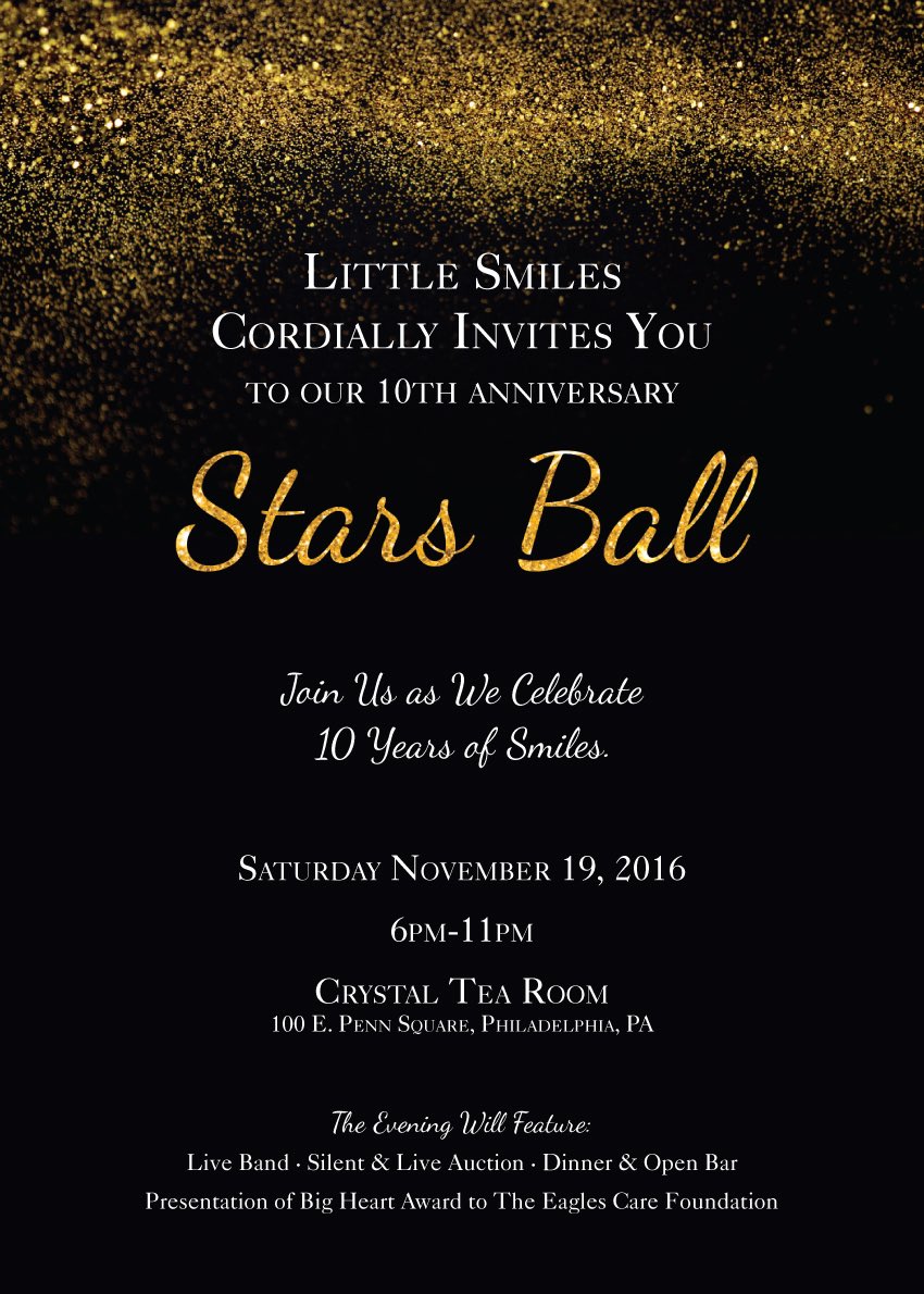 LittleSmilesPA's tweet photo. Today is the big day! Follow us here to see what's going on at #StarsBall and watch and bid on our silent auction! https://t.co/ScGuR17Fbe https://t.co/B3LzdlztIx