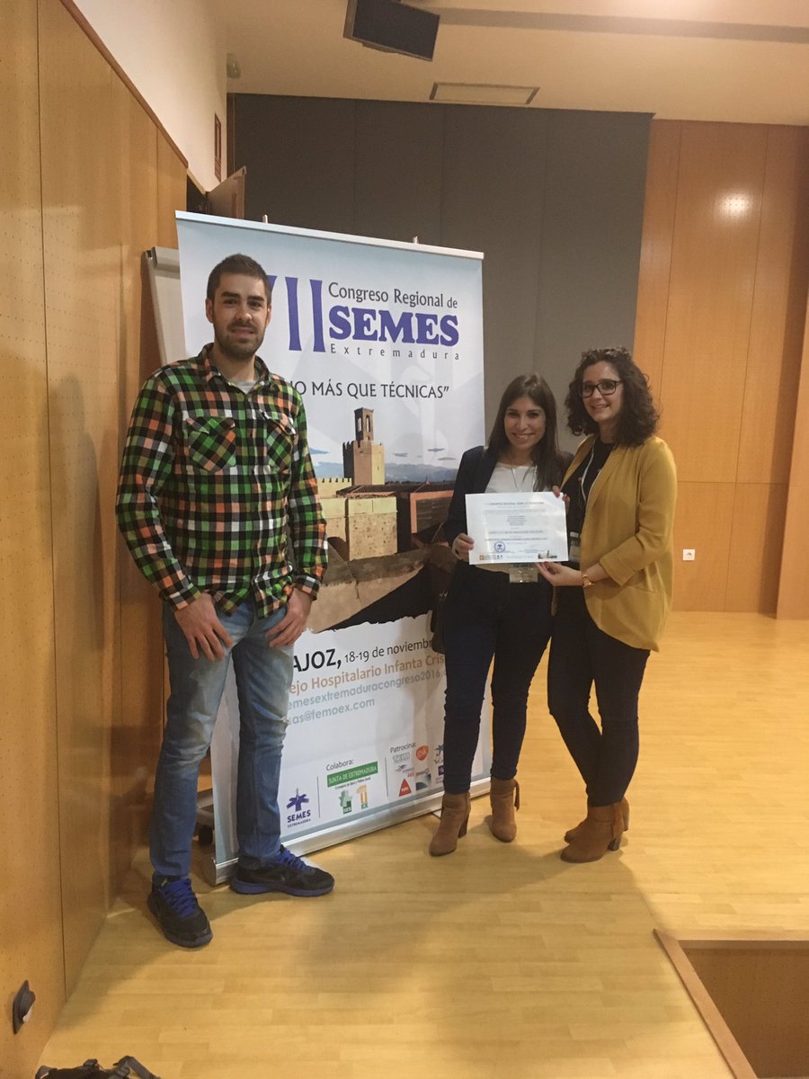 Enhorabuena equipo!@MartaParron @aborrellaromero <a href="/IBravo86/">Ismael Bravo</a> #A.Durán.1Accésit mejor comunicación póster <a href="/ExtreSEMES/">SEMES Extremadura</a>