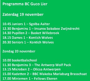 GucoLier's tweet image. Wedstrijdprogramma van dit weekend. Op zaterdag tussen 17u en 21u kan iedereen bovendien nog deelnemen aan onze wijnproeverij! #forzaguco