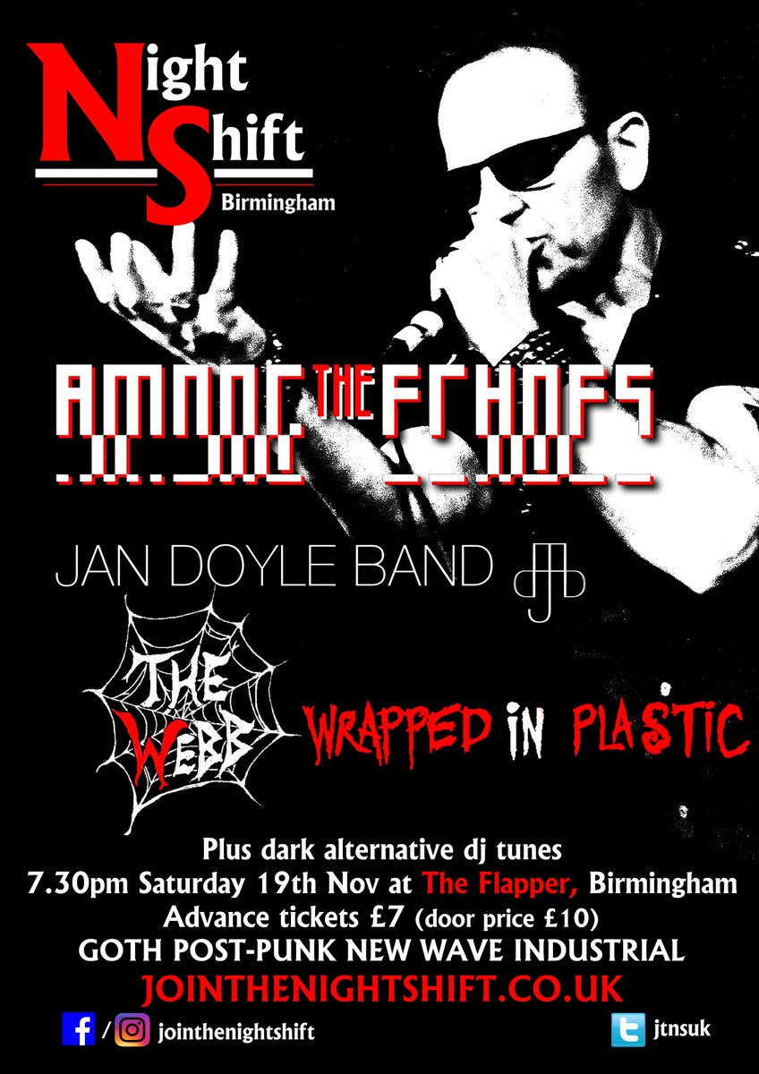 TONIGHT @TheFlapperBrum 7.30pm 18+
@JTNSUK presents
@amongechoes 
Jan Doyle Band
The Webb
Wrapped in Plastic