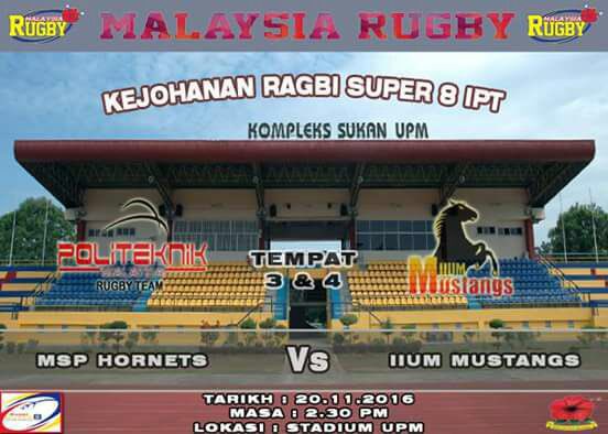 fitrishariff's tweet photo. 3rd / 4th placing for Super 8 2016 tomorrow. 
IIUM MUSTANGS VS MSP 
Do come and support our players! #Mustangs #PrancingHigher #RagbiPadu https://t.co/3DnLRB0N2q
