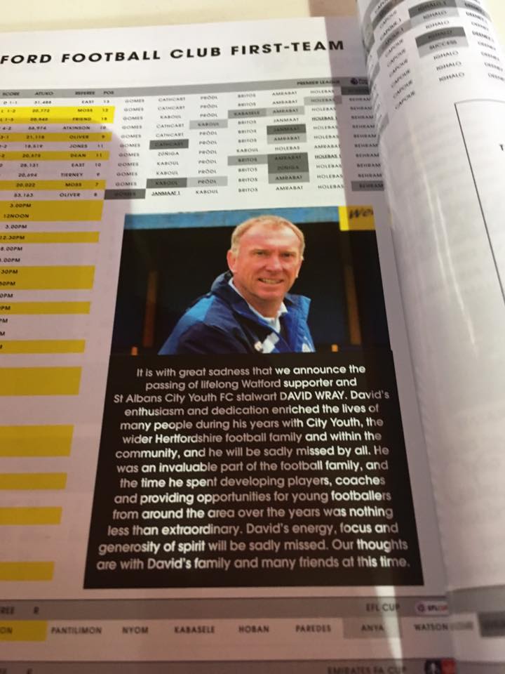 CityYouthFC's tweet photo. From all at @CityYouthFC thank you @WatfordFC for publishing the item about David Wray #RIPDavidWray https://t.co/COd4acu8nr