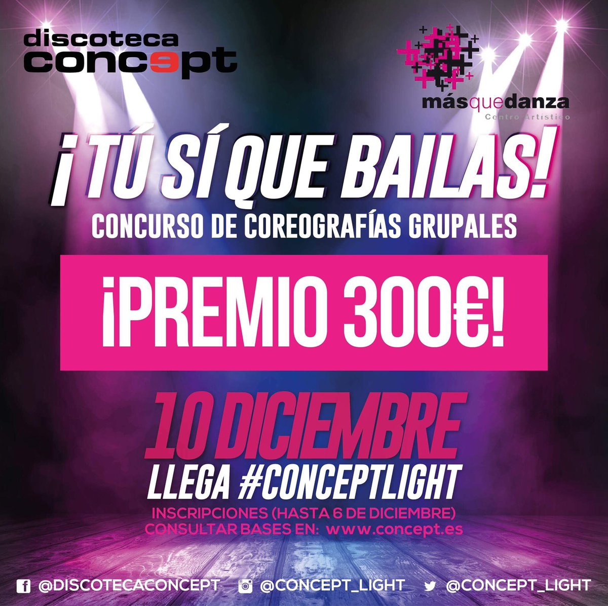 concept_light's tweet photo. Te apetece ser el protagonista de #ConceptLight??? Ahora puedes... TU SI QUE BAILAS!!! Próxima fecha 10 Dic. 💃🏻💃🏻💃🏻 https://t.co/YGOXbMPDNH