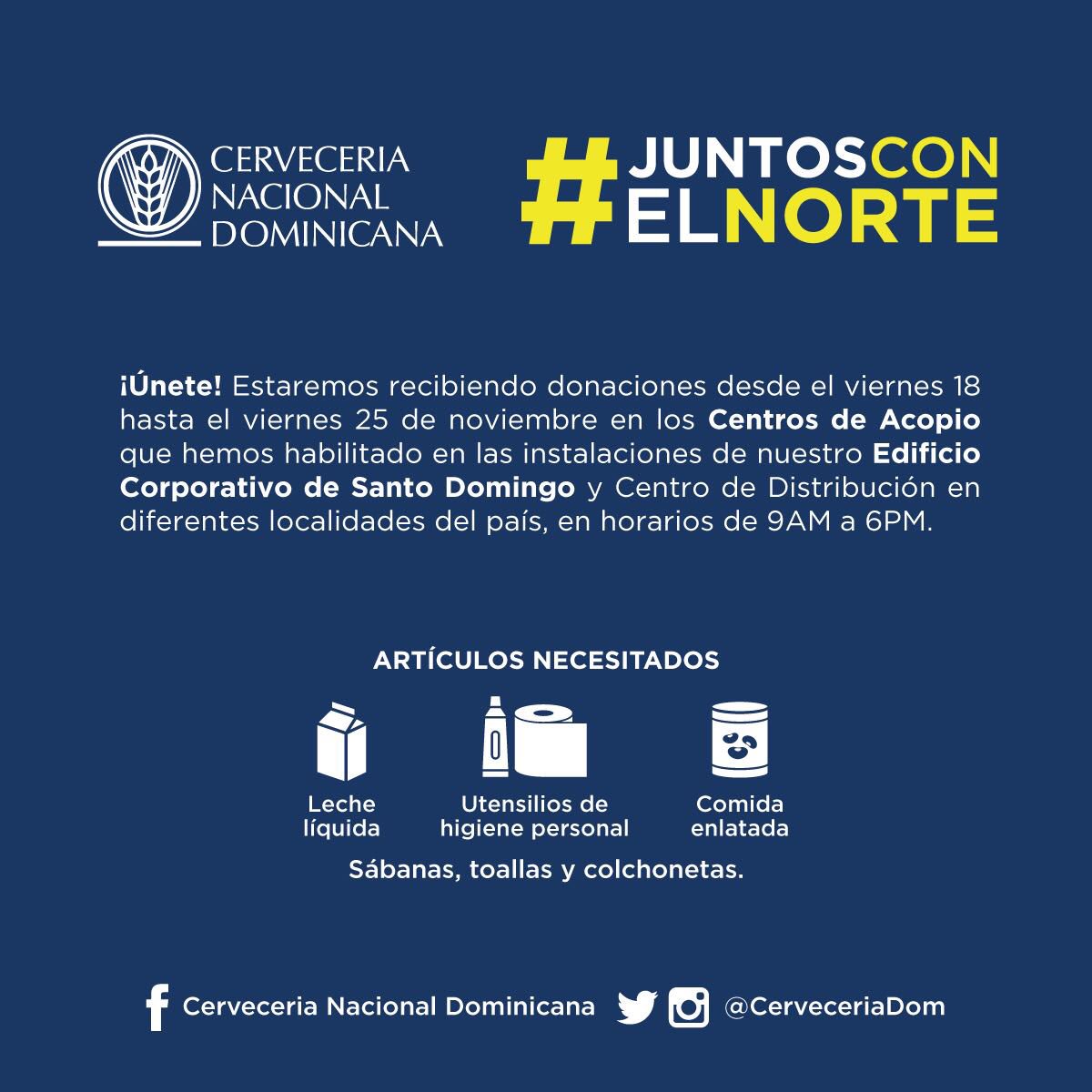 Eddy_Herrera's tweet photo. Hermanos Dominicanos. Entre todos podemos, Juntos a nuestros amigos de "Cervecería Nacional Dominicana" se puede!! #Juntosconelnorte https://t.co/AtQyqDgEFk