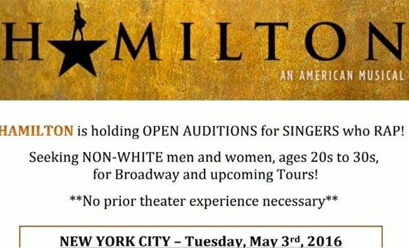 JohnLeFevre's tweet photo. A Broadway musical that doesn't even let white people audition lectures someone on intolerance! This is why Trump won. https://t.co/hEWpmBRWLy