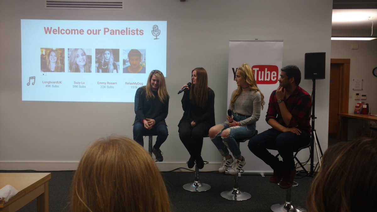 ScottishCreator's tweet photo. We're at the #EdiCreatorDay today, Q&A with LongboardUK, Suzy Like, Emma Rosam & Relax My Dog!! #EdinYouTube https://t.co/sUUXmDKPkF