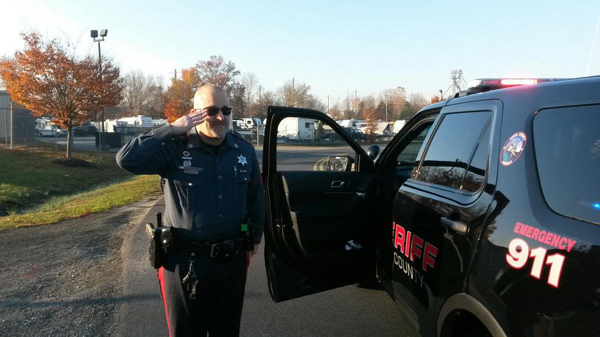 Stephanie6x6's tweet photo. CRU Sgt. Kalinsky saluting National Anthem at a  charity 5K this morning. #standforwhatmatters  #cecilsheriff https://t.co/Y48yqYh7FV