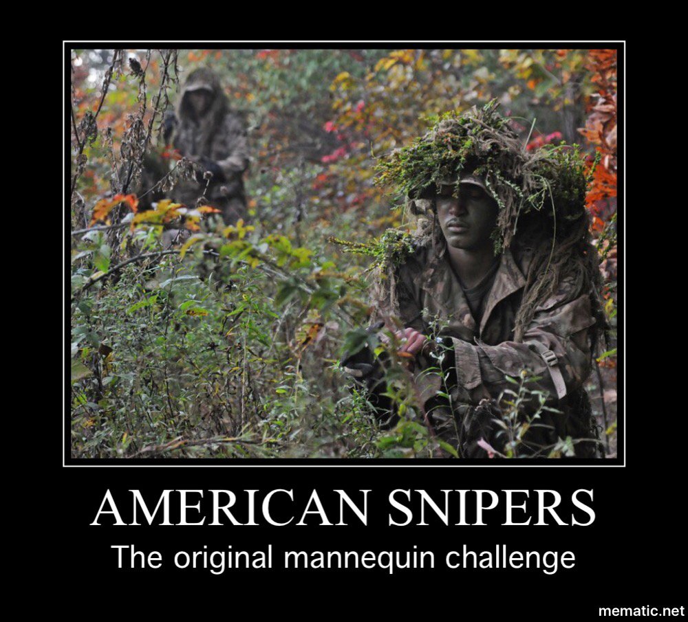 PkgsFromHome's tweet photo. The real #mannequinchallenge.  #OG #sniper #USsniper #americansniper #military #supportourtroops #supportourveterans https://t.co/jLxnpscomp
