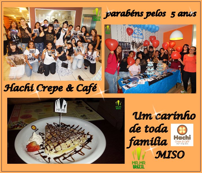 MrMrBrOficial's tweet photo. Hoje nossos PARABÉNS
 vai pra toda equipe do @hachicrepecafe  destes 5 anos 2 anos estivemos com vcs  obrigado por  apoiar nosso fandom https://t.co/beveP7lUVZ