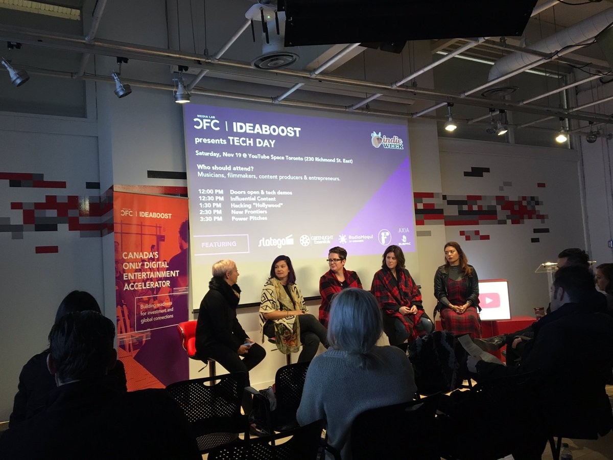 Trebba_'s tweet photo. Our CEO @rmaule is on the "Hacking Hollywood" panel at #youtubespaceTO  for #indieweek presented by #CFC #ideaboost today! @RyersonMusicDen https://t.co/n26z6fk3hV