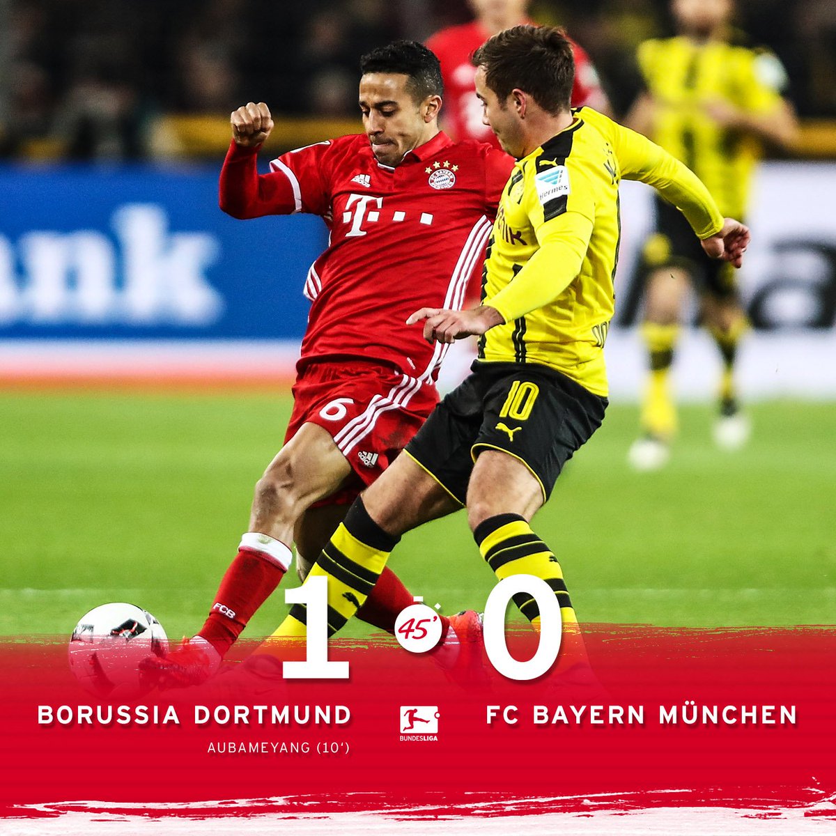 Those 45 minutes flew by! A solid end to the first half - we know what we need to do in the second. #BVBFCB #MiaSanMia