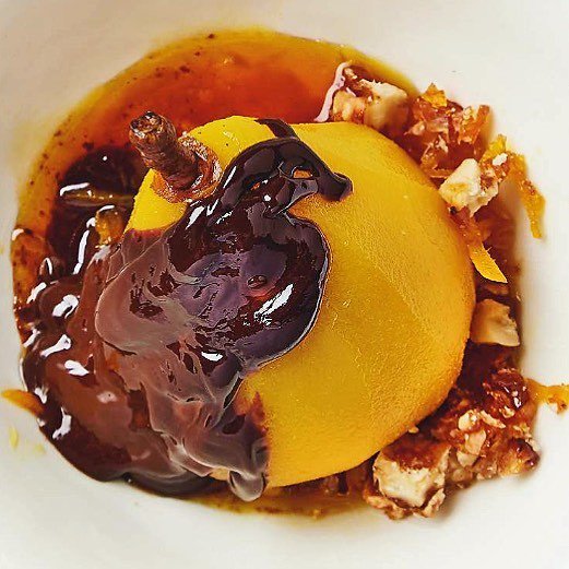 ottolenghi's tweet photo. Zooming in on pear with chocolate and walnut brittle. In my @guardian walnut column. As al… https://t.co/RwhZpCOwCK https://t.co/lL791AVFRD