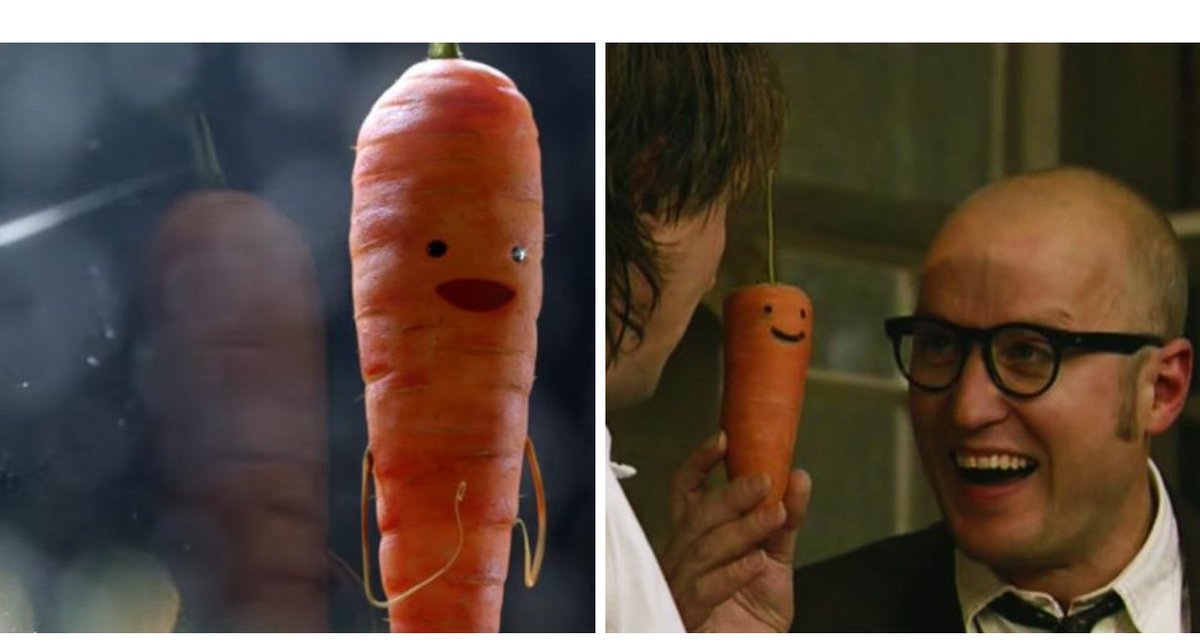 corrine198's tweet photo. @AdrianEdmondson #kevinthecarrot from the @AldiUK advert looks familiar! #Bottom #ExplodingCarrot ๐ https://t.co/XvG5oerGIe