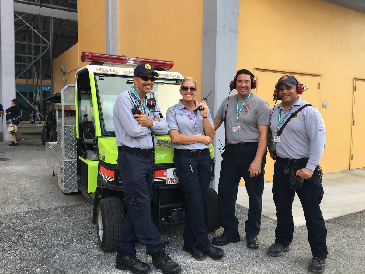 MiamiDadeFire's tweet photo. #MDFR at #HomesteadSpeedway standing by to ensure everyone is safe during #NASCAR2016. #AlwaysReadyProudToServe https://t.co/Vautkj67DL