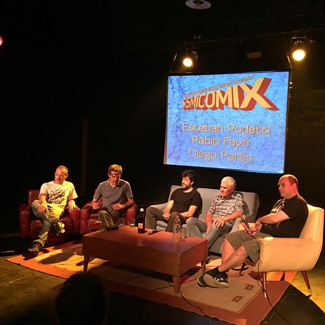 sismicomix's tweet photo. Ya estamos listos para la #charla junto a #PabloFayo #EstebanPodetti #DiegoPares #AndresAccorsi y #Jericles #humor #politica #historietas https://t.co/NbgrlmE72m