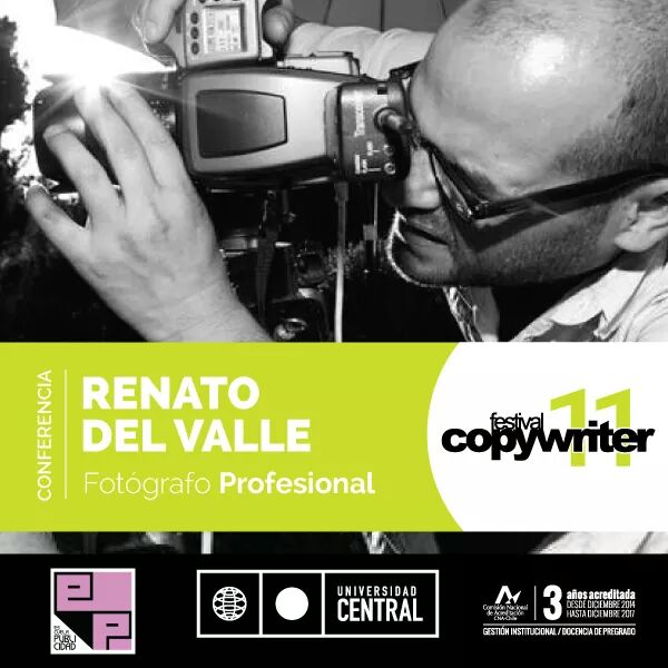 Se prepara Renato Del Valle, nuestro siguiente charlista en #Copywriter11 #publicidadUCEN.