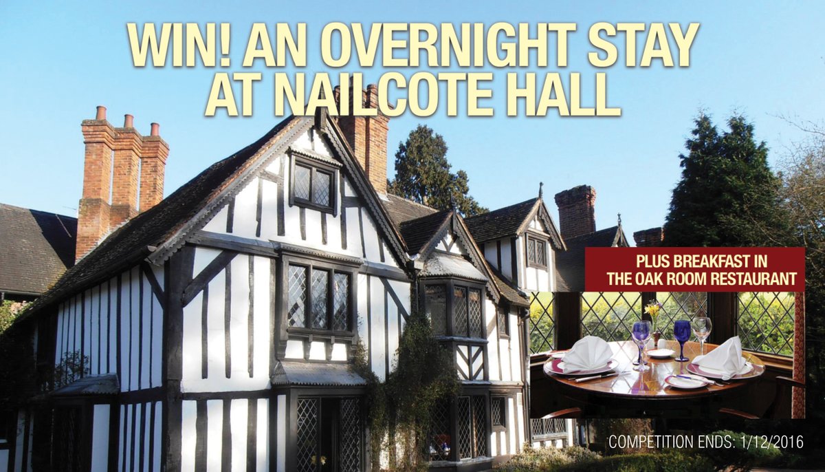#WIN!
An overnight stay at <a href="/NailcoteHall/">Nailcote Hall</a> + breakfast for 2 people! Simply RT before 1/12 to enter!