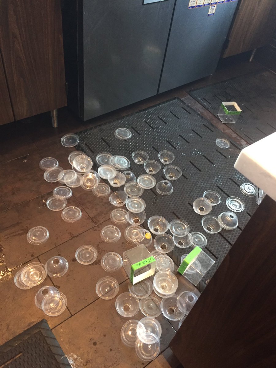 The aftermath of my serious fall at cold bar! Maybe we need 1 more mat! <a href="/Barista_Life_/">Barista Life</a> <a href="/starbucksprtnrs/">Starbucks Partners</a> #tobeapartner
