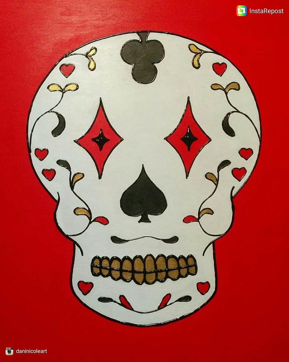 daninicoleart's tweet photo. Ace of Spades Skull. 8"x10", acrylic, wooden panel, ready to hang. Complete with golden grill. @aCreativeDC @ElRey_DC @thisisMadeinDC https://t.co/9IwlLU3g2V