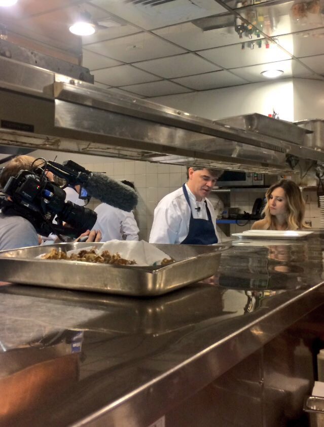 araxirestaurant's tweet photo. Our friend @CareyPBurg stopped by during #Cornucopia2016 to cook w/ @ChefJamesWalt and speak w/ Restaurant Director Neil Henderson. #BTS https://t.co/p1Z7GSTdj5