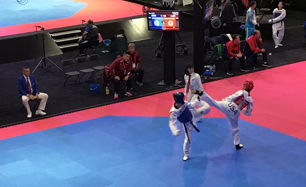 USA_Taekwondo's tweet photo. Starla Santana back in action for the round of 16! A thrilling match ends with a tough loss but a great performance! #USATKD  #2016JWTC https://t.co/H3qWdHwlGV