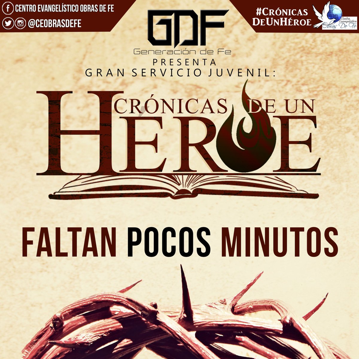 Ya faltan pocos minutos para dar inicio a nuestros Gran Servicio #CrónicasDeUnHéroe