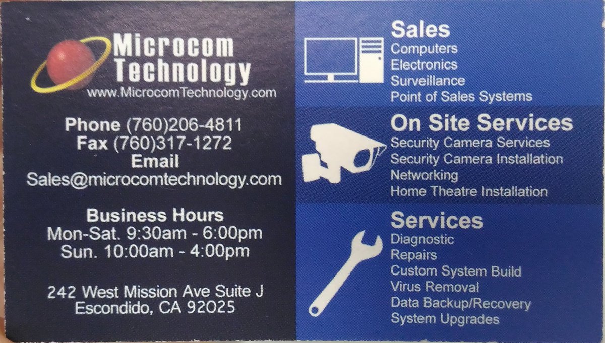 MCTPromos's tweet image. Looking into a new custom PC? Live in the San Diego area? Come down to Microcom Technology! We offer free labor for custom PC's! #custompc