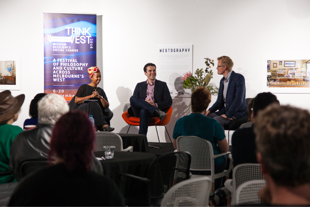 ThinkWest's tweet image. Thank you to our panel for leading us through this discussion on politics, poetry, community and social change #ThinkWest2016