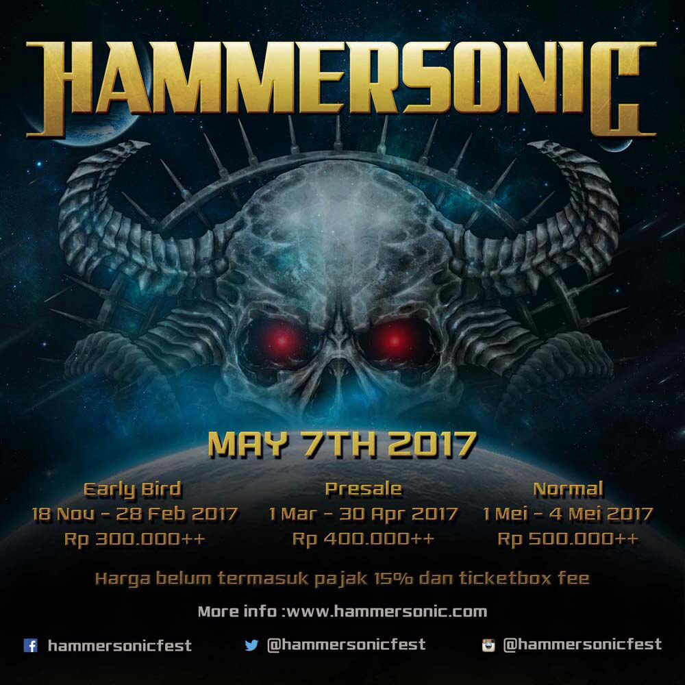 Tiket untuk Early Bird #HammersonicFestival2017 bisa kalian dapatkan di Indomaret, Ticket Box &amp; online. Info Iwww.hammersonic.com