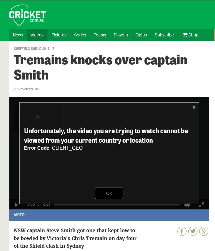 murdriggs's tweet photo. Many say there's no bias against cricket in Victoria...
I'm not even allowed to watch NSW's Smith go out to Tremain via Cricket Aus website. https://t.co/BOg0dfnPfH