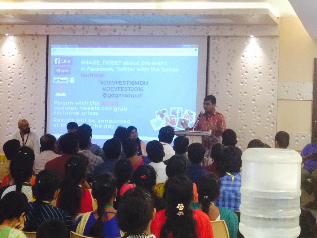 gokulkarthickct's tweet image. Fabulous 👌🏻 Keynote by Chandru about the Survival of Madurai Guys &amp;amp; Gals in Top MNCs! #Devfest2016 @gdgmadurai #devfest16mdu #gdgmdu