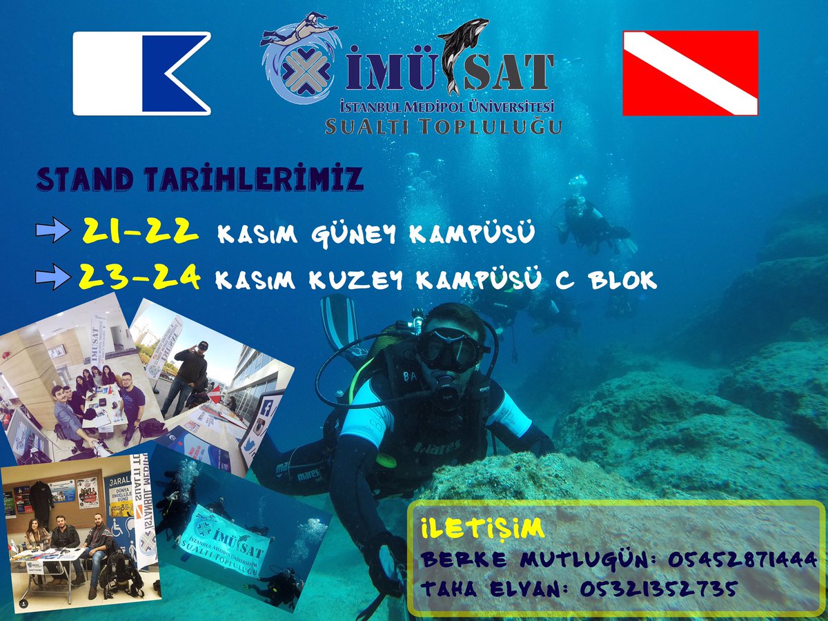 Hey sen!!! Sualtı dünyasına adım atmak istiyorsan önce İMÜSAT standına gelmen ve üye olman gerek.. Seni de aramızda görmekten mutlu oluruz.