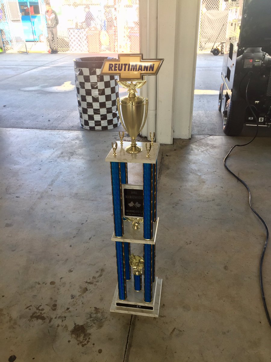 Brian_Murphy_'s tweet photo. Fancy trophy for David Reutiman and @imkyleanderson, winners of last nights David & Emil Memorial at East Bay Raceway! 🏆🏁#BeakBuilt https://t.co/6ejuXIMq5S