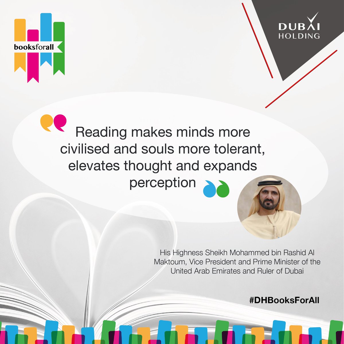 dubaiholding's tweet photo. Inspired by @HHShkMohd's vision of cultivating a nationwide #reading habit, we join Amal Education to launch #DHBooksforAll #Year_of_Reading https://t.co/GLETpnoIMC