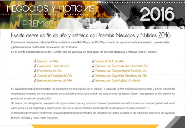 Escalugiu1927's tweet photo. Juntos a @LaBotelleria en @negociosynotici @JECECIS próximo miércoles 23 de Noviembre ... #PremiosNegocioyNoticias2016 🏆🎖 https://t.co/HAiZTnwqjY