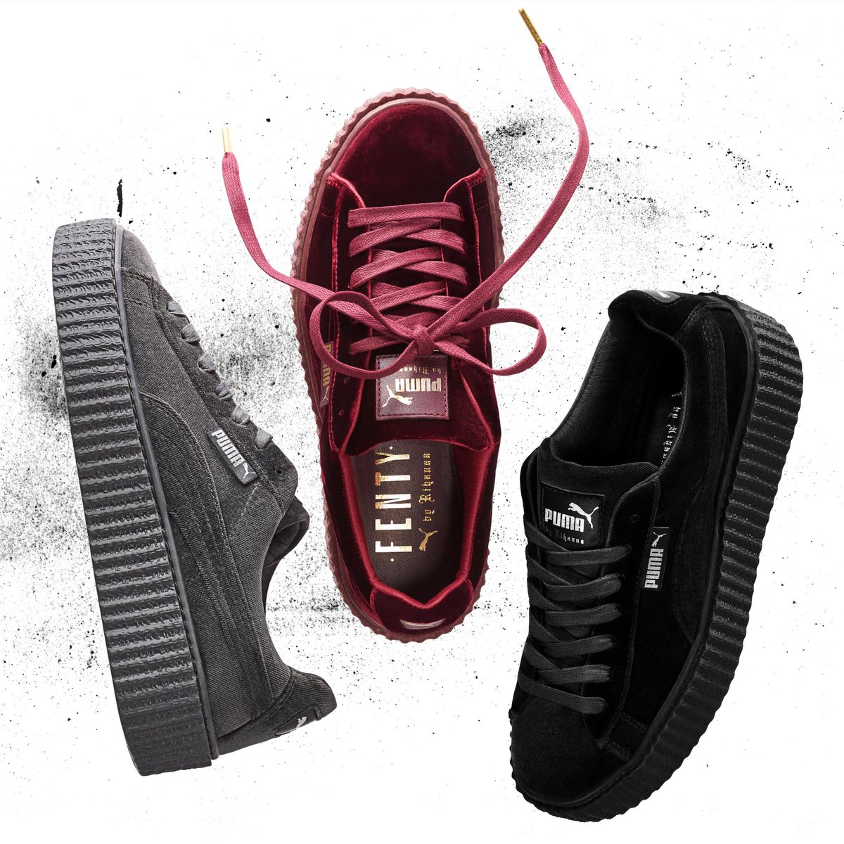 RocNation's tweet photo. .@Rihanna reveals the new velvet look for #THECREEPER with @PUMA in 3 new color ways, coming December 8. https://t.co/vquCjIh2Bu