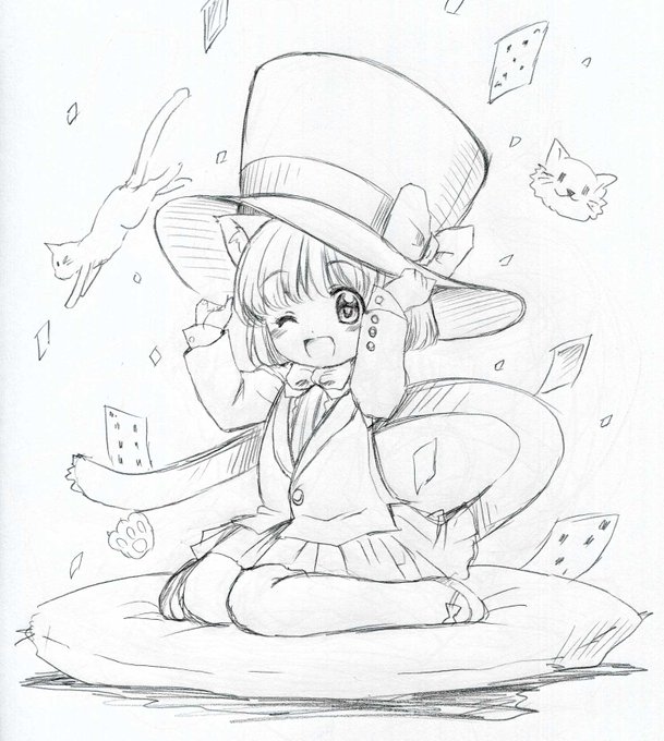 久々のハーフドローイング。お題は子供、サブお題はシルクハット 