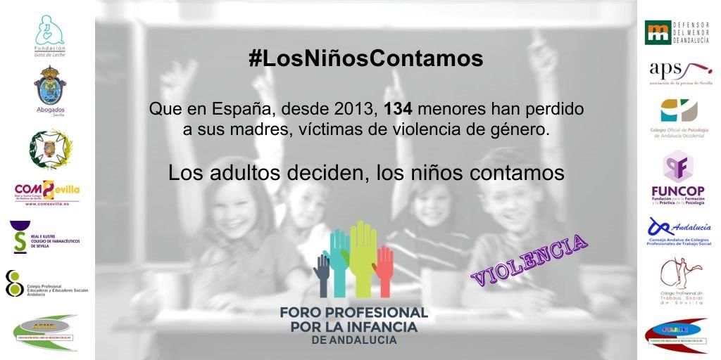 En la violencia de género los menores son igualmente víctimas <a href="/FPIAndalucia/">Foro por la Infancia</a> campaña #LosNiñosContamos #DíaDeLaInfancia #20N