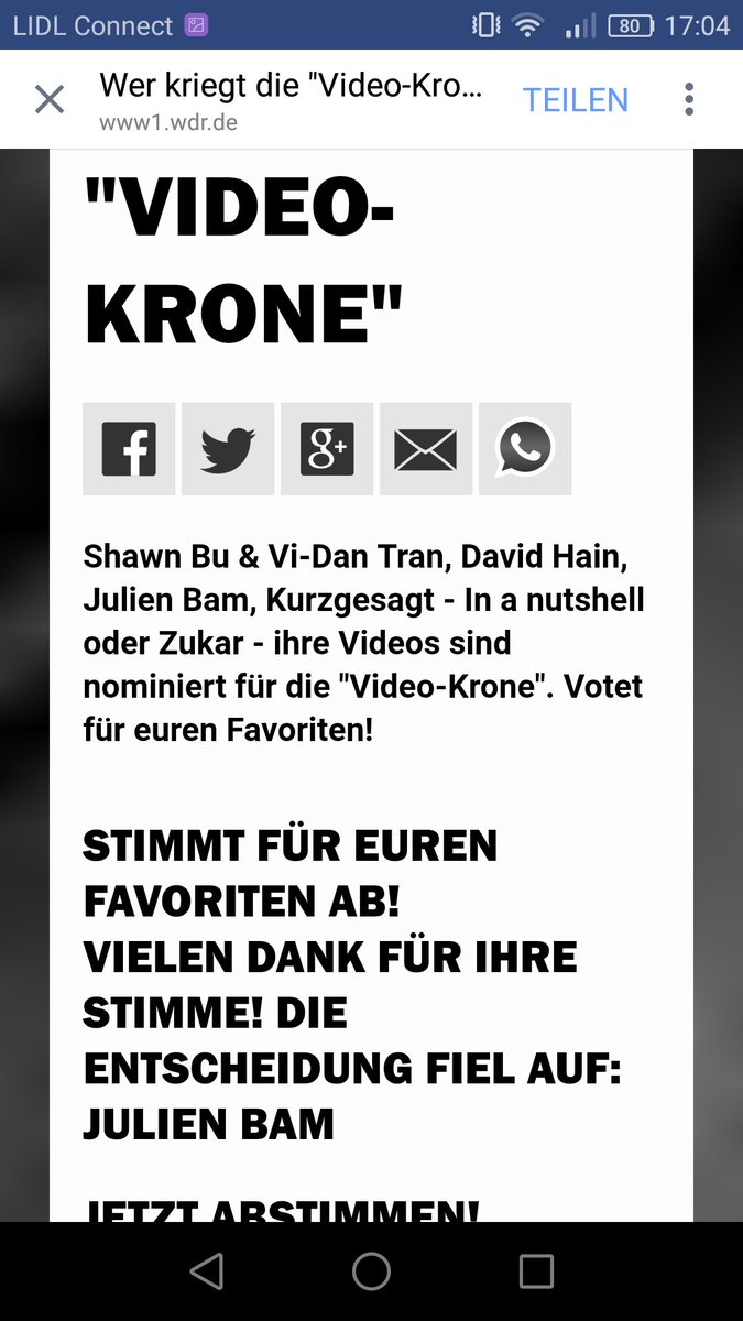 deniese8614's tweet photo. @Julien_Bam habe dann mal für dich gevotet!! :) https://t.co/Uv5lZz25ch